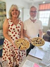 This year’s pie judges: Leslie Noble of Noble Pies and Warwick Mayor Michael Newhard.