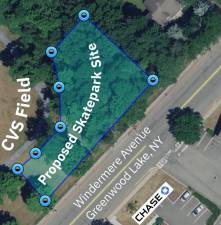 The proposed location of the skate park.