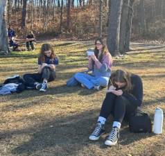 Seward seniors on the grounds of the Olana State Historic Site.