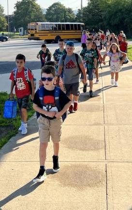 Students on opening day at Golden Hill Elementary School. Photo provided.