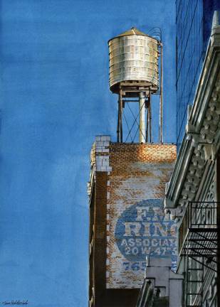 ”Water Tower at Dusk,” by T. Hedderich.