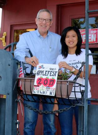 In the student category, first prize was awarded to Shirley Chen, pictured with Warwick Valley Chamber of Commerce Executive Director Michael Johndrow.