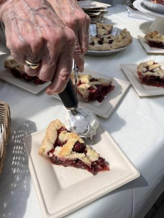 A slice of pie with a scoop of ice cream from Bellvale Farms Creamery.