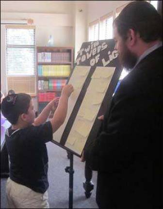 Chabad Hebrew School builds 'Twin Towers of Light'