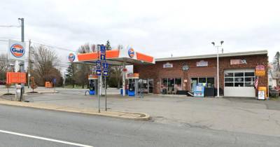 The building at the current gas station site on Route 1 in Pine Island.