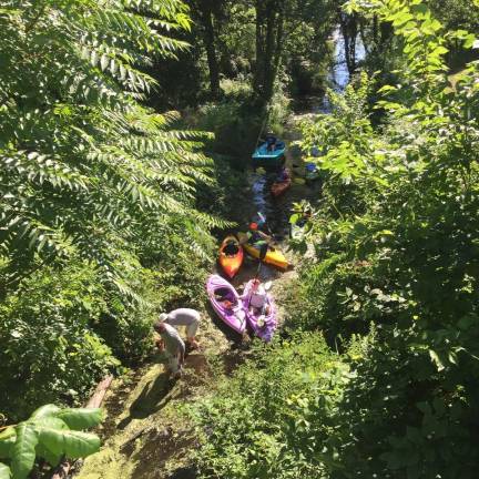 Photo provided by Geoff Howard Day 1 of the Community2gether&#x2019;s effort to clear the Wawayanda Creek. The creek is now entirely navigable.