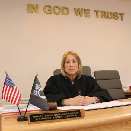 Photo by Roger Gavan This year Town of Warwick Justice Nancy DeAngelo celebrates 20 years on the bench.