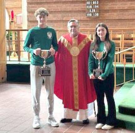 Lucas Miller and Delaney Corbalis won St. Stephen’s Director’s Award for their basketball achievements.