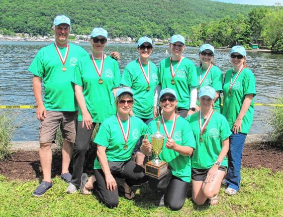 The winners of the Sullivan Cup for an eight-person rowing team and coxswain. Rowers included Val Zammitti, Jennifer Cardine, Lisette Brown, Stephanie Michaelson, Tina Bossio, Kerri Brown, Kate Winsley and Stacey Miehe, with coaching by Bob Zimmer.