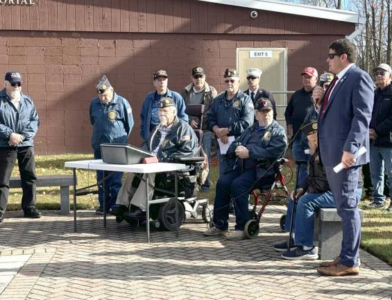 Mayor Harter delivers a speech on Veterans Day.