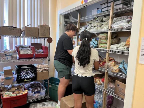 Students helping out at a local food pantry.