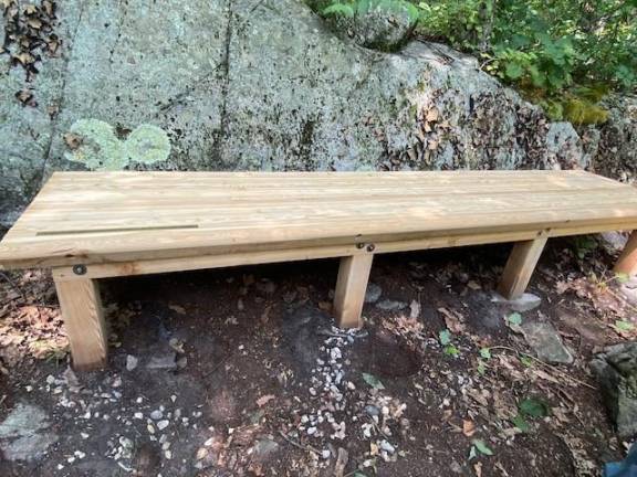 The bench in honor of Gretchen Gibbs at Fuller Mountain Preserve.