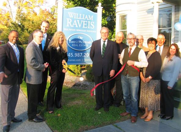 Photo by Roger Gavan On Wednesday, Oct. 17, pubic officials and representatives from Warwick&#xed;s business community joined Deborah Blankfort, Broker/Owner of Baer &amp; McIntosh Real Estate and Associate Broker Sandy Glazman for the grand opening of the Nyack firm&#xed;s Warwick office. From left, Cedric Glasper, president of the Warwick Valley Chamber of Commerce; Town of Warwick Supervisor Michael Sweeton, Chamber Board member Paul Rafanello, Deborah Blankfort, Broker/Owner of Baer &amp; McIntosh Real Estate and Associate Broker Sandy Glazman, Chamber Board member Mark Kurtz, Mayor Michael Newhard, Chamber Board member Doug Stage, Chamber Vice President Sherry Bukovcan, Executive Director Michael Johndrow and Chamber Board member Susan Ronga.