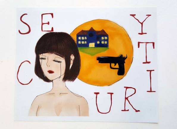 &quot;Security Right,&quot; watercolor and ink, by Yumeng Song, Storm King School.