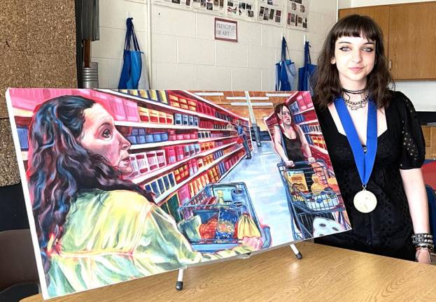 Juliana Woods’ painting “Buy 1 Get 1 Free” was awarded Best in Show at the Hudson Valley Regional level, and became one of five submissions to move on to compete for the national prize.