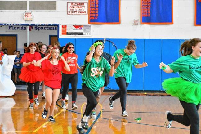 Students having fun during the annual pep rally at S.S. Seward.