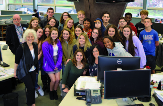 Photo by Pete Pinto Left to right: (back row) Bob Quinn, Warwick Advertiser managing editor, Maximus Berryman, Charlotte O'Connor, Matt Traverso, Conor Borthwick, Ethan Wilkins, Jack Rampe.Channing Prins, Morgan Sheridan, Ruby Glynn, Julius Caraballo, Chloe Cullen, Frank Costantino, Dylan Haggart. Jeanne S., Michelle Graff, Annali Valentin, Jacqueline Smith, Stephanie Gratzel, Mia Silvestri, Nicole Rice, Cameron Quinn, Chan&#xe9; Garvey, Elizabeth Centorrino, Kristen Desrats. (Sitting) Isabella Zayas, Carrie-Lynn Taylor, WVHS journalism teacher.