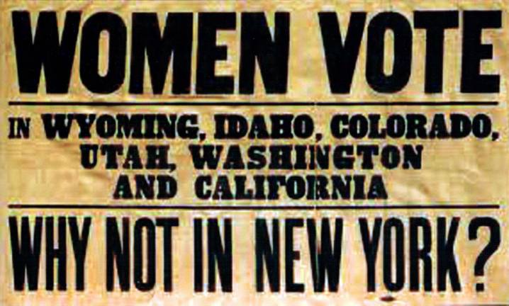 A campaign poster from 100 years ago when New York voted on a woman's right to vote.