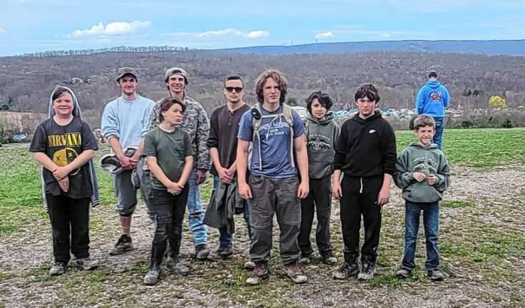 Troop 38 at the West Point Camporee. L-R: Anthony Hroncich, Killian Bauman, Benton Andersen, Joey Sanzone, Paulie Helmrich, Alexander Lucas, Alexander Lipiro, Fynn Bauman, and Brian Motyka.