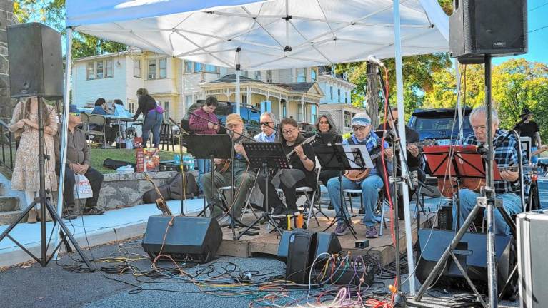 Warwick resident Wayne Fugate plays with the New York Mandolin Ensemble at Applefest on Sunday, Oct. 6.