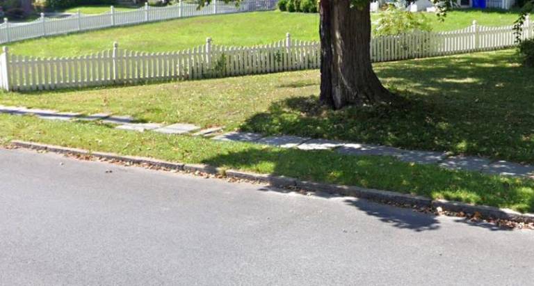 The old bluestone sidewalk on South Street in Warwick.