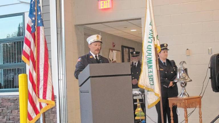 Greenwood Lake Fire Dept. Chief Alex Nicholas Jr. was among the event’s speakers.